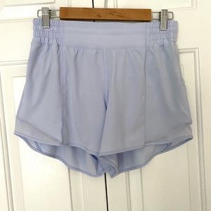 Lululemon Hotty Hot High-Rise Lined Short 4" - Pastel Blue (8). EUC!